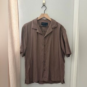 Abercrombie & Fitch Men M Linen Blend Casual Short Sleeve Button Up Shirt